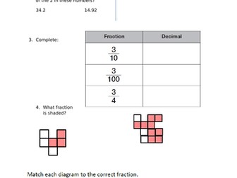 Pre/post learning assessment with toolkit Year 4 Fractions