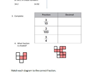Pre/post learning assessment with toolkit Year 4 Fractions