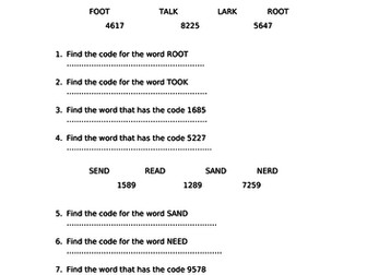 11+ Verbal reasoning number codes