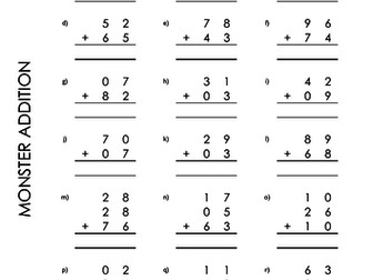 Double Digit Addition Sheets Volume One