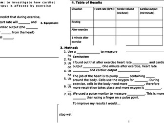 Heart rate and cardiac output practical (low ability)