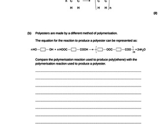 2019 GCSE AQA Chemistry unit 7: Organic Chemistry Addition and Condensation Polymerisation