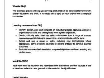 EPQ student guide - step by step instructions for each area