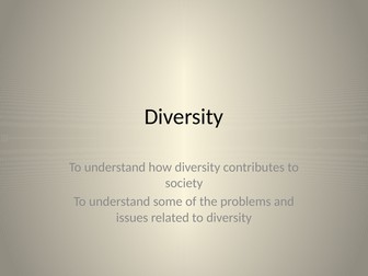 PSHE Lesson on diversity suitable for KS3/4