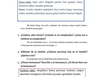 Spanish CIE IGCSE Self and family - Yo, familia y relaciones