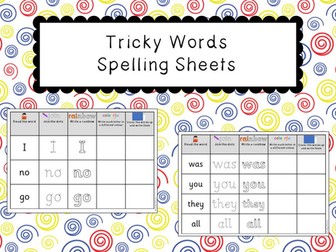 Phonics Tricky Word Spelling Sheets