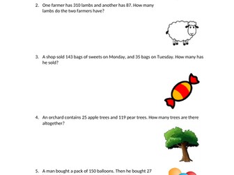 Year 4/5 KS2 Maths Word Problems - Differentiated.