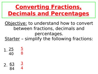 year 8 Maths Fractions, decimals and percentages