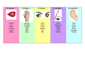 Literacy Word Mat (Differentiated) - 5 Senses - KS2
