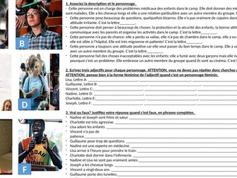 Worksheet based on French movie "Nos jours heureux" -