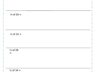 Fractions of numbers, shapes and amount of objects (quarters and halves)