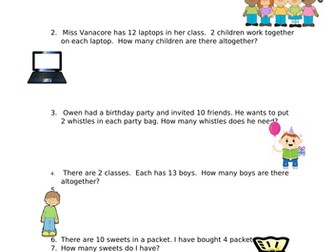 Multiplication word problems