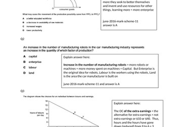 CIE 2020-2022 iGCSE Economics, economic problem, factors of production, opportunity cost, PPC