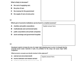 CIE 2020-2022 iGCSE Economics, allocation, Market equilibrium, disequilibrium, PED, PES, demand