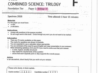 AQA Combined Science B1F worked example 2018 specimen