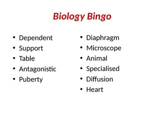 Activate 1 - Chemistry & Biology & Physics Bingo Quiz