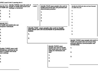 BTEC Level 3 Health and Social Care Unit 2 Revision Mats