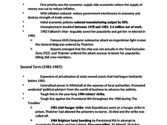 Impact of Thatcher Governments on Britain - Full Revision booklet