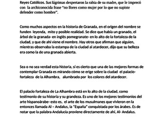 Spanish A Level Individual Research project about Granada. 8 min audio with transcript and questions