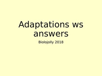 Adaptations - structural, functional, behavioural  worksheet