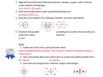 AQA Chemistry - Covalent Bonding Questions and Answers (Bronze, Silver, Gold)