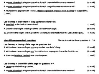 Year 7 Ordnance survey map skills worksheet