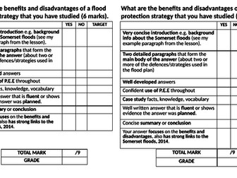 Geography 9 mark question DIRT student feedback forms 9-1 gcse MANY EXAMPLES