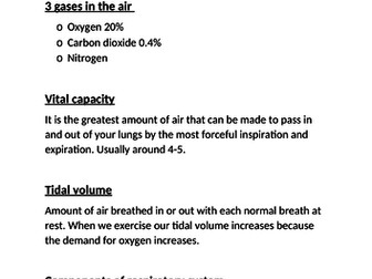 Edexcel GCSE PE respiratory system notes