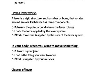 Edexcel GCSE PE levers notes