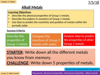 NEW AQA KS3 - Matter - Lesson 2: Group 1 Metals