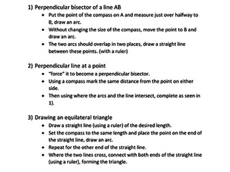 GCSE Loci and construction cheat sheet