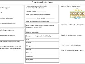 Ecosystems 2 revision MAT