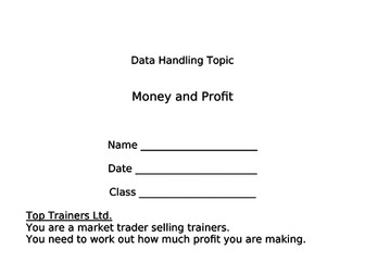 Data Handling Activity about Money and Profit -Year 5 or 6 - Simple instructions