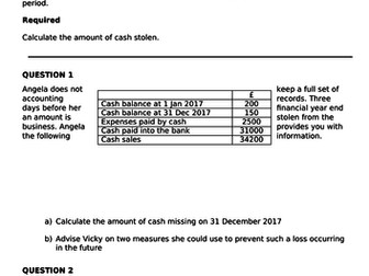 AQA Accounting A-Level (NEW) - 3.14 Accounting for organisations with incomplete records WORKSHEETS