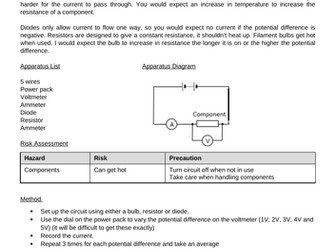 IV characteristic required practical model answer AQA 9-1
