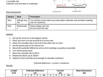 Resistance required practical model answer AQA 9-1
