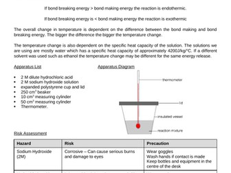 Temperature Change required practical model answer AQA 9-1