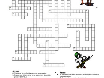 Causes of World War One crossword