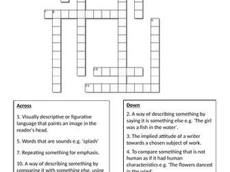 Poetic Devices Techniques Crossword