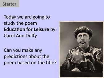 Education for Leisure - Carol Ann Duffy Analysis Lesson