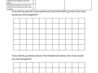 Key Stage 1 column partition diagram method to solve addition word problems