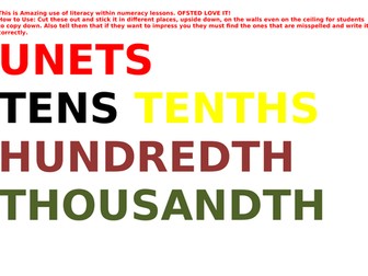 Numeracy Decimals starter