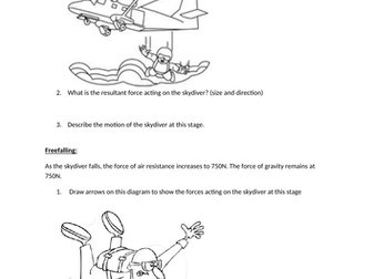 Skydiving, terminal velocity and resultant force