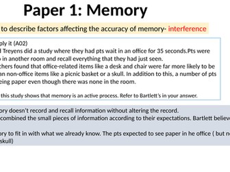 AQA GCSE Psychology 9-1- Memory: interference - Lesson