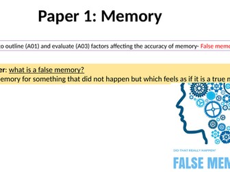 AQA GCSE Psychology 9-1- Memory: False memories
