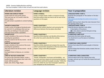 Revision homework tasks picture
