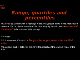 Range, quartiles and percentiles