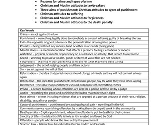 GCSE RELIGIOUS STUDIES A KEY TERMS UNIT COVER SHEET CRIME AND PUNISHMENT