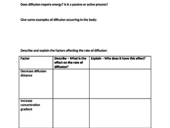 Diffusion, osmosis and active transport