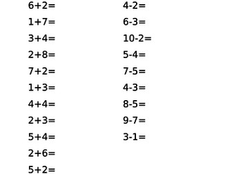 Simple Addition and Subtraction Sums
